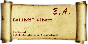 Balikó Albert névjegykártya