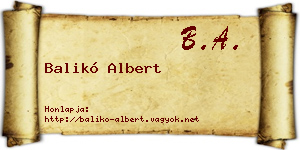 Balikó Albert névjegykártya